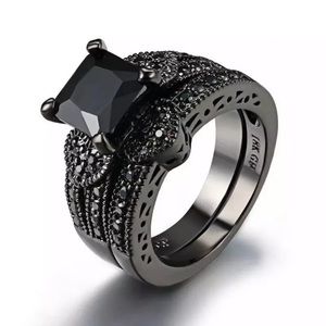 Just In🎉New Black 2Pc Crystal Promise Heart Ring
